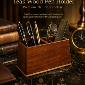 Premium Teak Wood Pen Holder