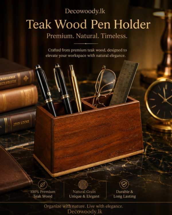 Premium Teak Wood Pen Holder